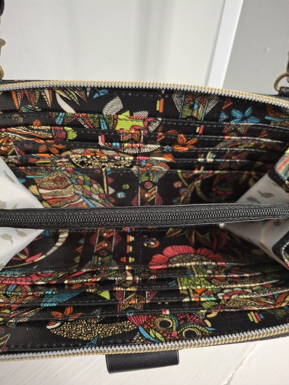 Sakroots Tote Bag & Owl Print Wallet Crossbody Set Black Floral Like New - Picture 6 of 7